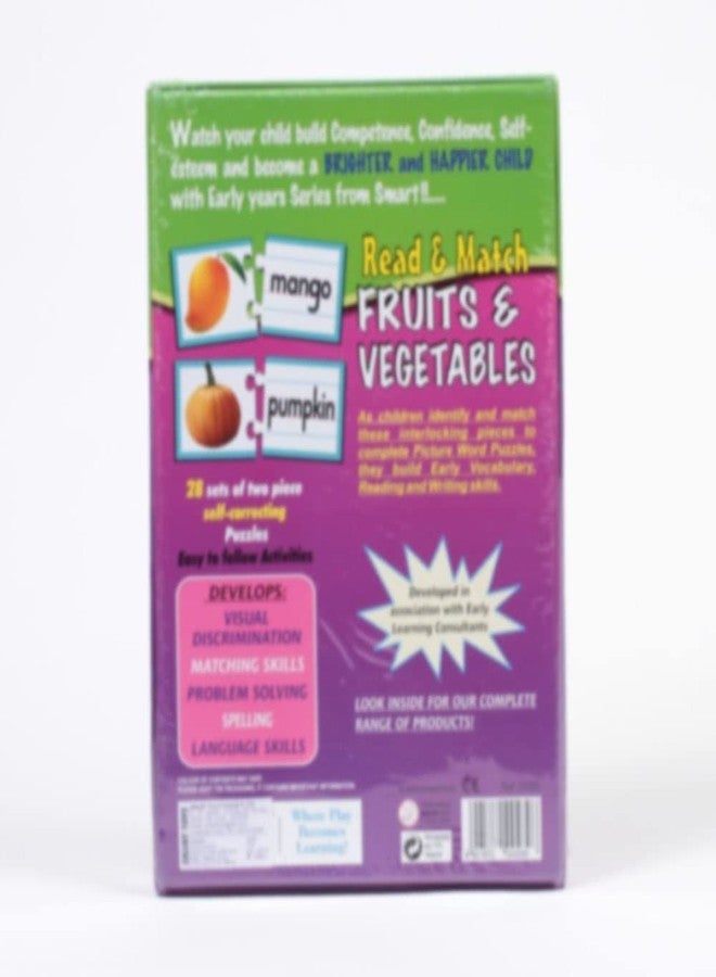 Smart - 1083 Read and Match Fruits and Vegetables Puzzle (Multi-Color, 28 Pieces) - Image 2